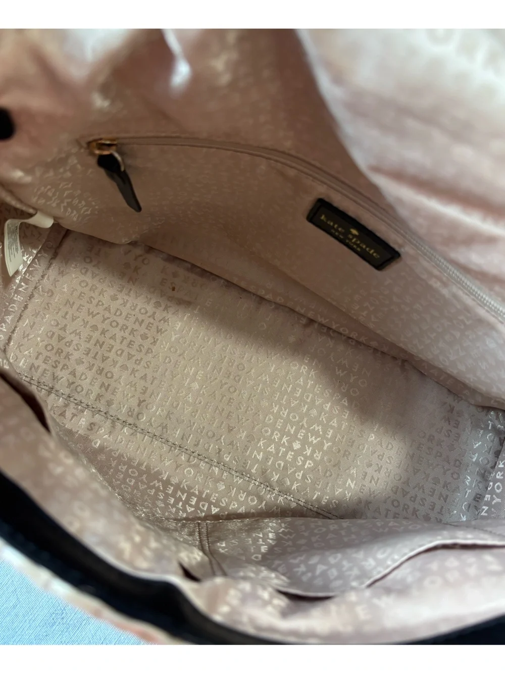 kate spade Black and Cream Woven Satchel Shoulder Bag with Leather Flap Strap